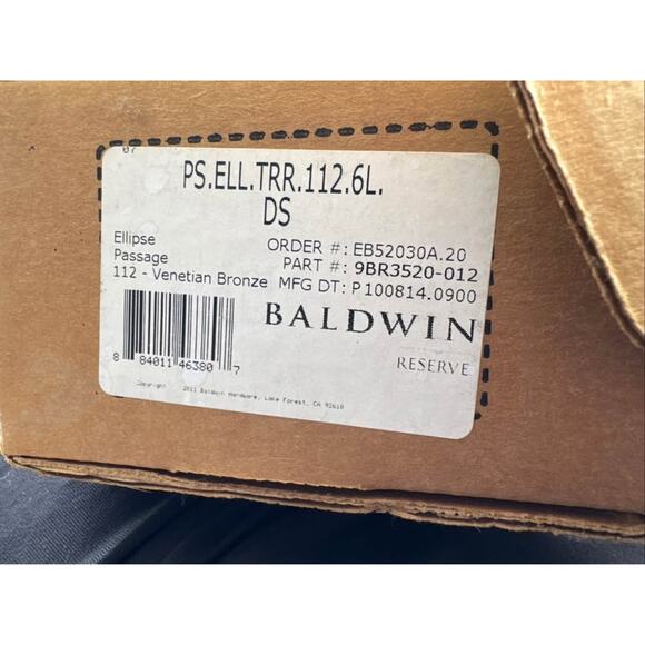 Baldwin Ellipse Passage Door Knob PS.ELL.TRR.112 - Venetian Bronze New Open Box - Picture 2 of 4